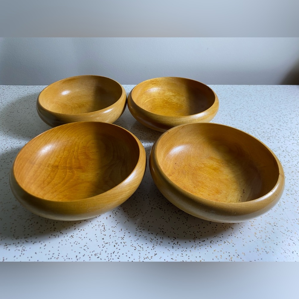 Set of vintage wooden bowls
